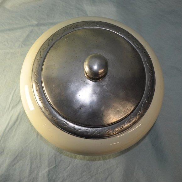 vintage Cosi Tabellini CT ceramic pewter urn bowl with lid (103) - Picture 4 of 11